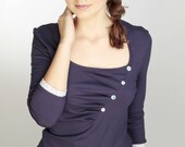 jersey shirt - purple - flowers - button