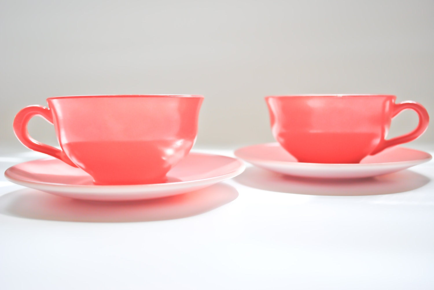 SALE Coral Vintage Tea Cups