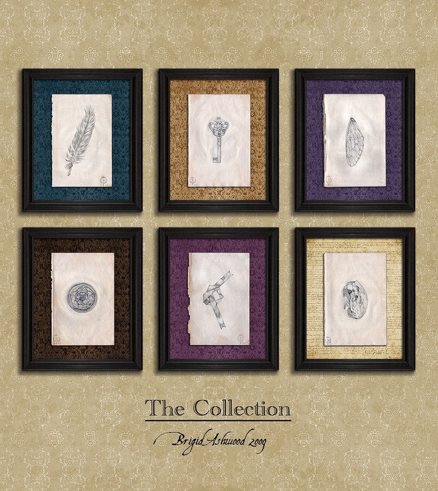 The Collection - victorian ephemera art prints set - Brigid Ashwood