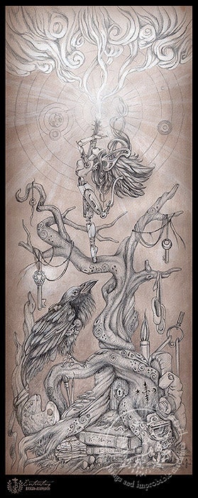 Steampunk Fairy Raven Crow Large Print - Brigid Ashwood