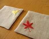 Gingko & Japanese Maple Original Hand Embroidered Two-Coaster Set