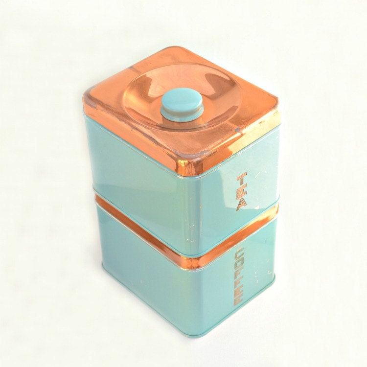 Coffee tea tin boxes set of 2