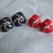 Windmill Earrings, Vintage Red Blue Enamel Jewelry, Small Swirl Accessory