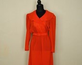 Little Red Dress - 70s Vintage Dress / Short Red Sheer Dress / Red Striped Dress /  1970s Dress / Sailor Girl Sheer 1970s Dress