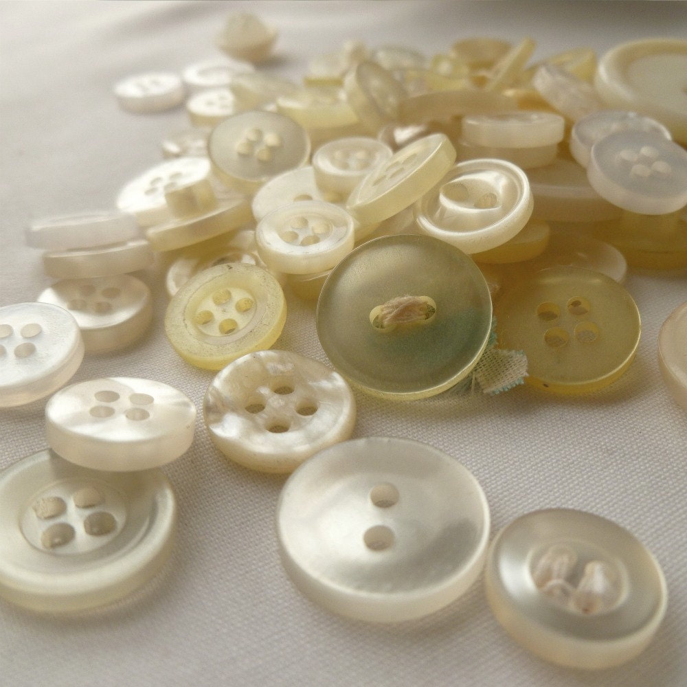Large Lot Vintage White Buttons