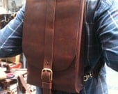 Hand stitched leather back pack rucksack by Aixa