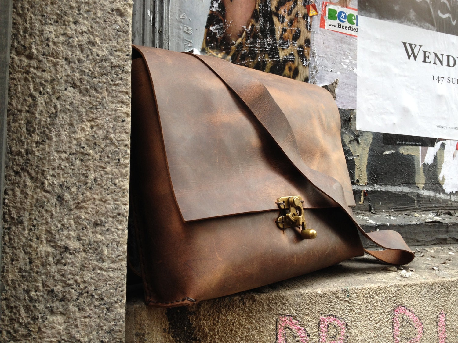 Camera messenger - rugged masculine weekend adventure bag - handsewn leather handmade in the USA