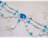 Medieval Necklace - Renaissance Jewelry - Medieval Jewelry - Pearl & Swarovski Crystal Necklace, Tudor, SCA, Elizabethan:
