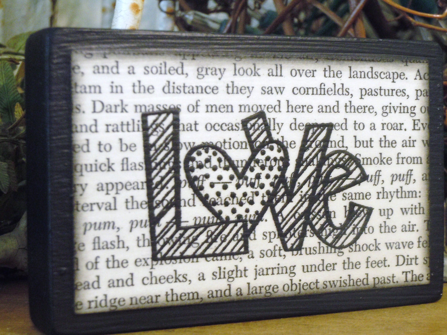 Love Wood Block For Your Desk, Shelf, Office, Mantel, Bookcase, Living Room, Bedroom, Kitchen, Den, Dorm Room, Bathroom, Family Room