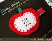 Apple Hair Clip, Baby Hair Clippies, Red Apple Girl Barrette