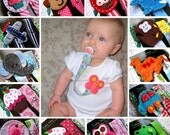 Any 2 "Ribbon Clips", Baby Girl Pacifier Clip, Baby Boy Pacifier Clips, Cupcake, Owl, Car, Monkey and More - U Pick any 2
