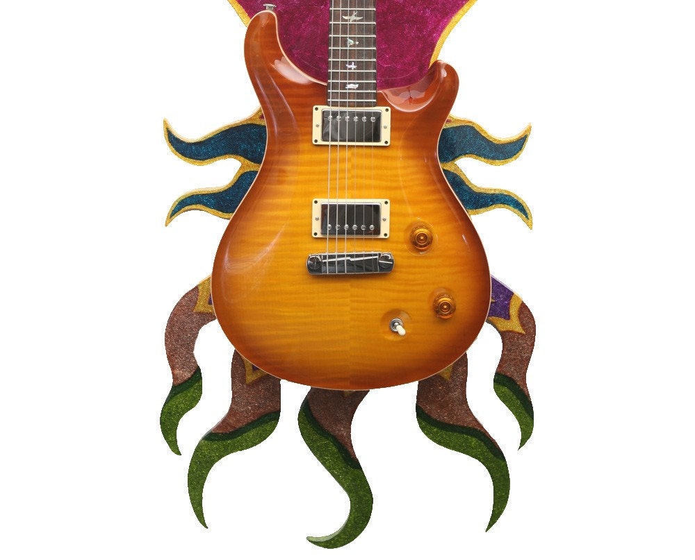 Imena  DECORATIVE GUITAR HANGER the look of inlaid glass that frames your instrument  while hanging but fills the wall when playing