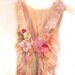 Unique Top for Summer Party, Garden Party or just Shopping Very Feminine Hand Embroidered Pink Apricot Peach Roses