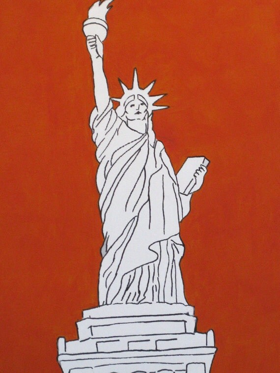 Items similar to Statue of Liberty Custom Acrylic Painting 11" x 14" Custom Background color
