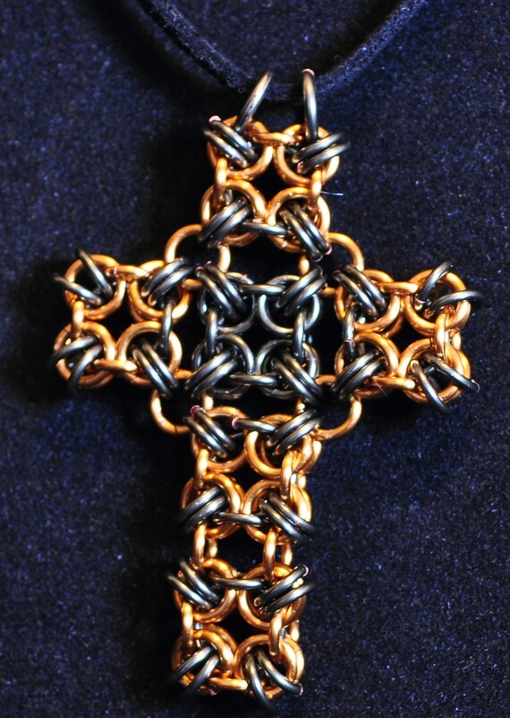 Items similar to Chainmaille Cross Pendant on Etsy