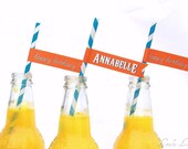 Drinking Straws with Custom Pennants . Vintage Birthday Collection . by Loralee Lewis
