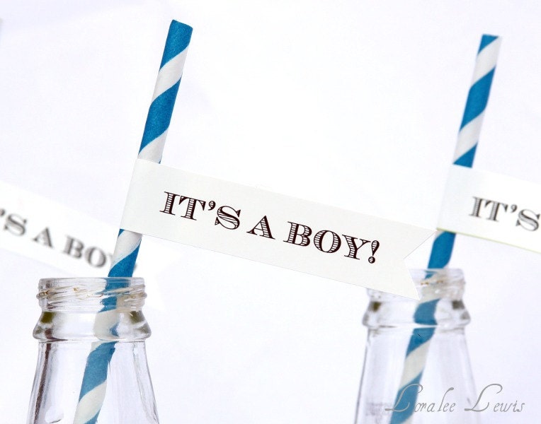 Drinking Straws with Custom Pennants . It's a Boy/Girl Event Pennants . by Loralee Lewis