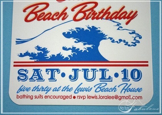 Invitation . Vintage Beach Party Collection . by Loralee Lewis