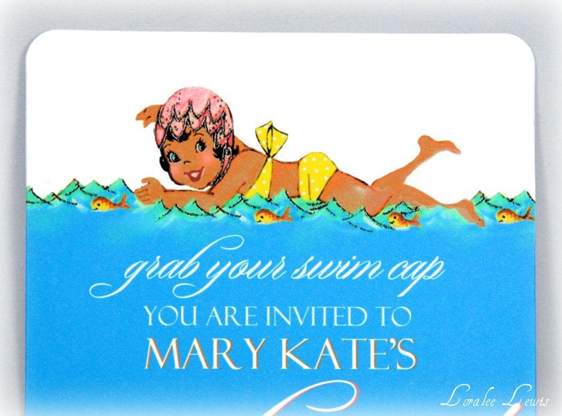 Invitation . Sweetie Swim Cap Collection . by Loralee Lewis