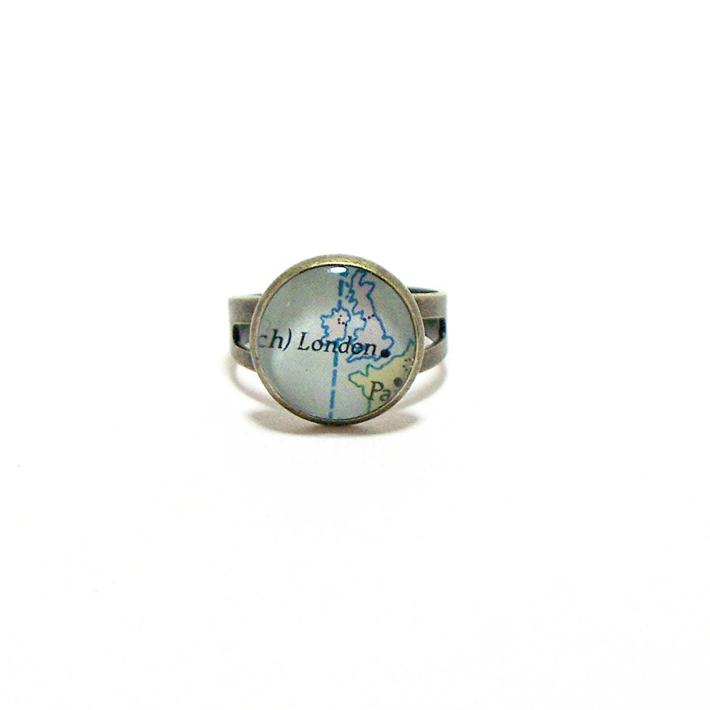 London, England 1975 Vintage Map Adjustable Ring