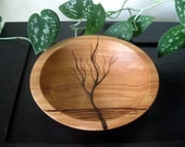 Wooden Bowl - Rising Tree, Pyrography Design, Modern, Woodburned, Beech Wood, Made to Order
