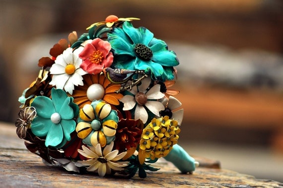 CUSTOM Wedding Jewelry Brooch Bouquet - to fit your colors, style & budget OOAK, vintage bridal bouquet