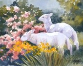 Baby Lamb Print Giclee Wall Art by Janet Zeh 5x7