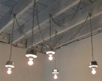 R A I N - Handcrafted Metal Chained Hanging Plug-in 5-Light Chandelier
