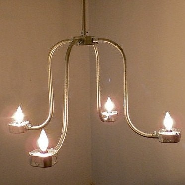 W A T E R F A L L S - Handcrafted Galvanized Metal Conduit 4-Light Chandelier