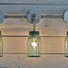 Handcrafted Blue Green Vintage Mason Three Jar Sconce Light