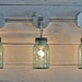 Handcrafted Blue Green Vintage Ball Mason Three Jar Sconce Light