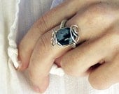 Clearance was 55 dollars Black Snowflake Obsidian Ring Sterling Silver Handmade Wire Wrapped Jewelry Gift for Her
