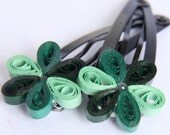 Flower Hair Clips in Green Shades Paper Quilling Snap Hairclip Eco Friendly Artisan Jewelry