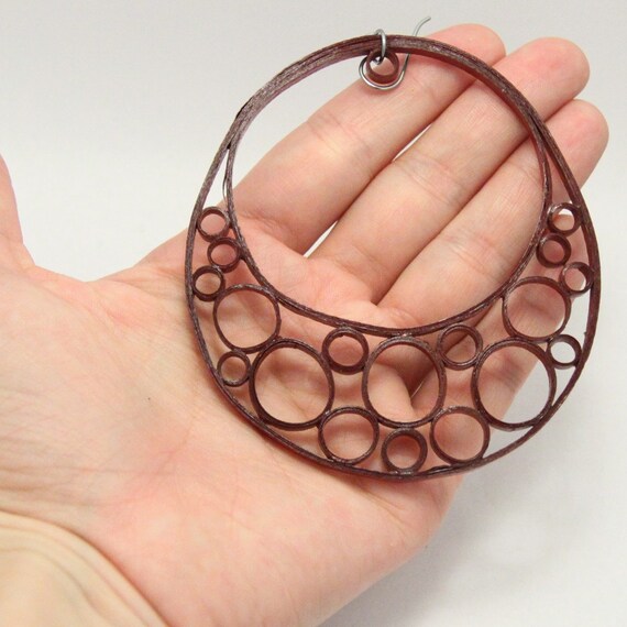 Huge Earrings OOAK Crescent Hoop Statement Jewelry with Niobium Earring Hooks Eco Friendly Jewelry, Artisan Jewelry