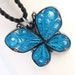 Blue Butterfly Resin Pendant - Handcrafted by Paper Quilling Eco Friendly Artisan Jewelry