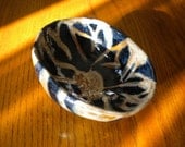 Handmade pottery ceramic bowl formed with red clay. Food friendly glazes in cream and blue. Gift idea for men.