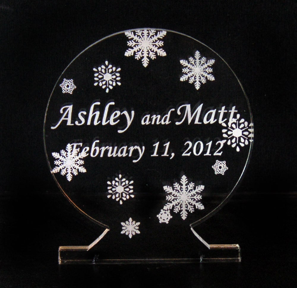Snow Globe Wedding Cake Topper Engraved & by artZengraving