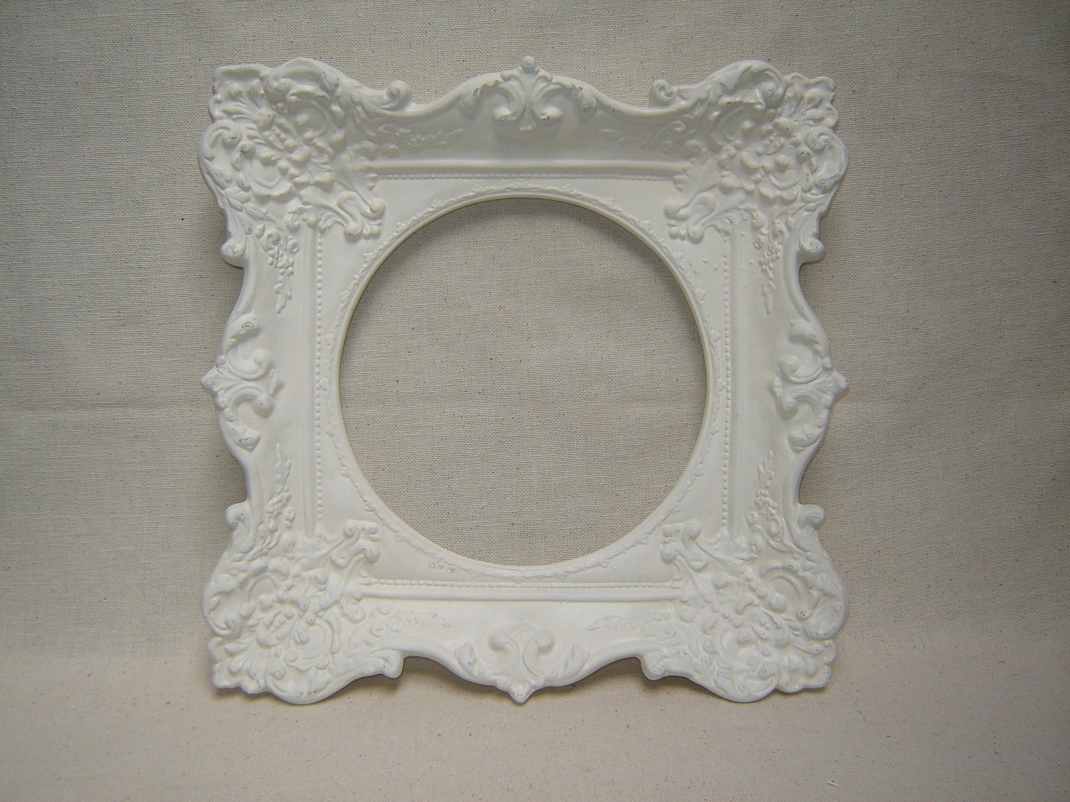 On Hold for Julopes - Vintage Ornate French Country Picture Frame - Creamy White Cottage