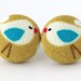 Bird stud earrings mustard yellow blue white children kids