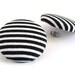 Large black white post earrings studs stripes yin yang button