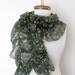 Green Cotton Floral Design Ruffle Shawl Scarf-Ready for shipping