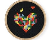 Instant Download,Free shipping,Cross stitch pattern, Cross-StitchPDF, Love ,heart Tetris,zxxc0052