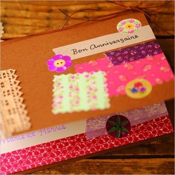 Japanese Washi Masking Tape Coffret du Couturier Series - Violet Purple Lavender floral flowers