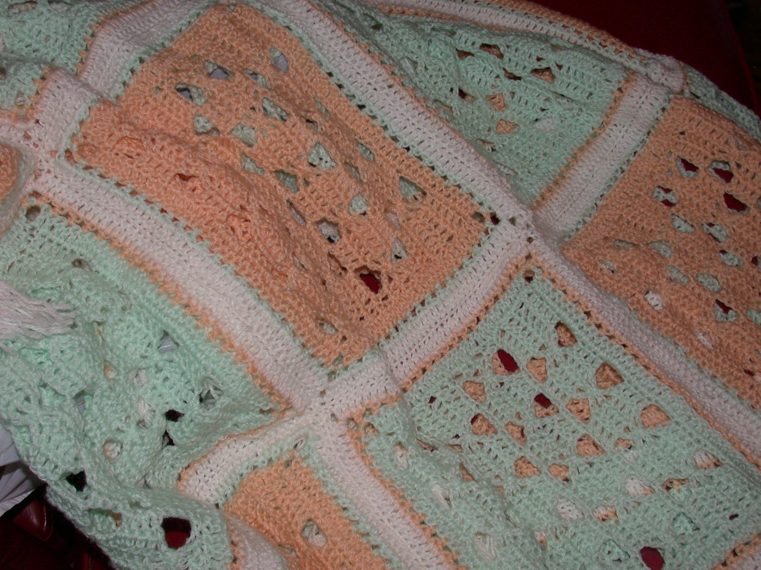 Vintage Unisex HAND CROCHETED Baby Blanket