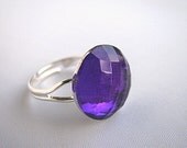 Button Ring, Purple - Adjustable Handcrafted Jewelry