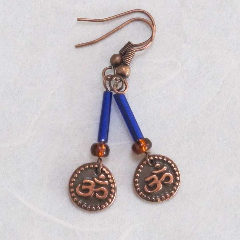 Copper Om with Cobalt Glass