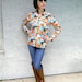 The Marsha Brady Shirt - Vintage 70s Flower Power Blouse/Shirt/Top w/ Trippy Geometric Space Age Pucci Style Design - m/l