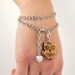 Owl Charm Wrap Bracelet: Bamboo Rhodium Cable Link Charm Bracelet