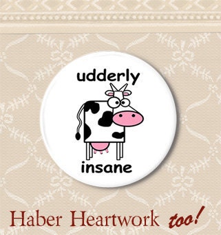 Cow udders. Pinback button