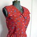 Red Sleeveless Print Dress with Sailor Collar